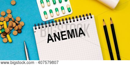 Treatment Word, Anemia Word With Medical Concepts And Medical Equipment