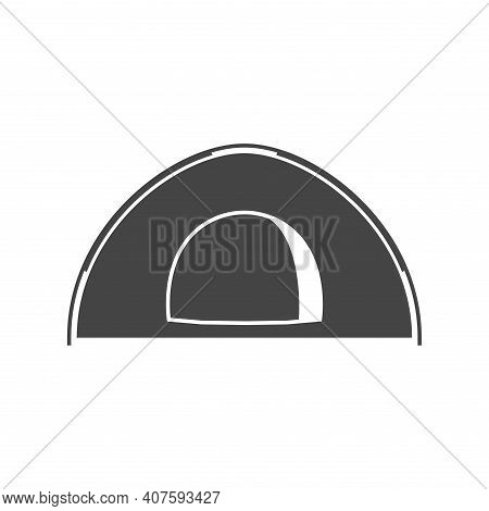 Camping Tent Bold Black Silhouette Icon Isolated On White. Outdoor Easy Up Shelter, Bivouac.