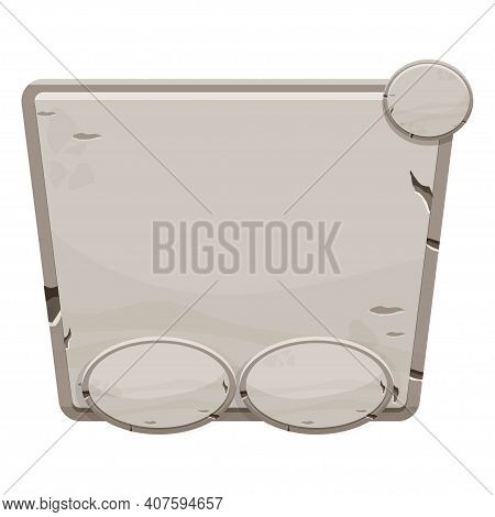 Stone Board, Tablet, User Template For Acceptance In Cartoon Style Decorated With Cracked Elements I