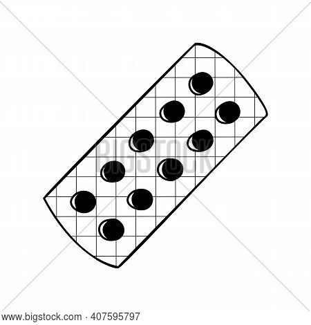 Simple Hand Drawn Blister Of Pills. Isolated On White Background. Vector Stock Illustrarion.