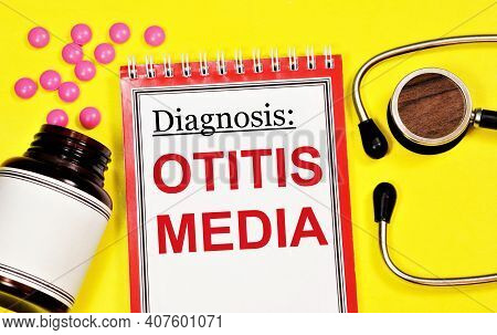 Otitis Media. A Text Label To Indicate A Health Condition. The Diagnosis Was Made By A Doctor. Medic