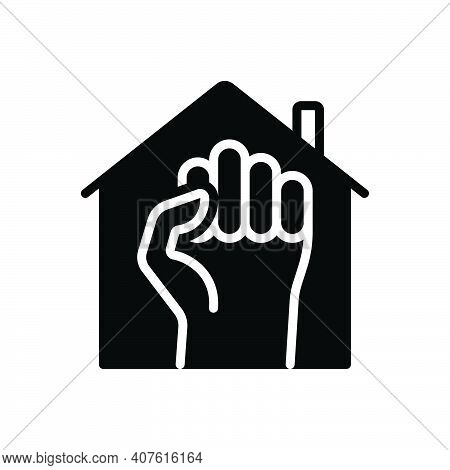 Black Solid Icon For Occupied Engaged Authorised Fight Power Clenched Demonstration