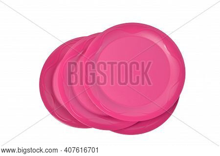 Klang,malaysia:purple Plates Over White Background. Tupperware Brand.
