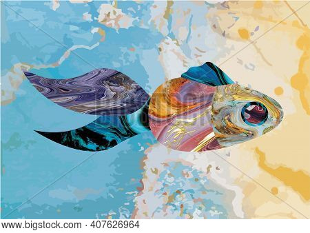 Single Isolated Abstract Art Fish. Stock Vector Illustration. Cartoon Design