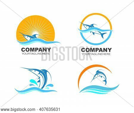 Blue Marlin Fish Icon Logo Illustration