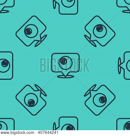 Black Line Map Pointer With Billiard Pool Snooker Ball With Number 8 Icon Isolated Seamless Pattern 