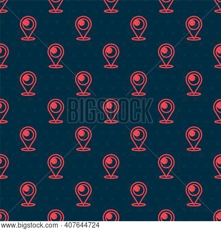 Red Line Map Pointer With Billiard Pool Snooker Ball With Number 8 Icon Isolated Seamless Pattern On