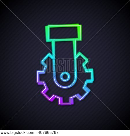 Glowing Neon Line Derailleur Bicycle Rear Speed Folding Icon Isolated On Black Background. Vector