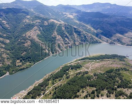 Aerial View Of Studen Kladenets Reservoir, Kardzhali Region, Bulgaria