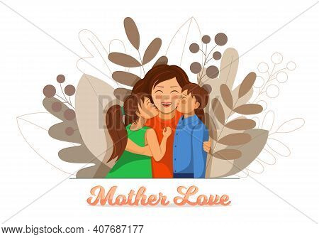 Mother And Children. Cartoon Flat Vector Design.
