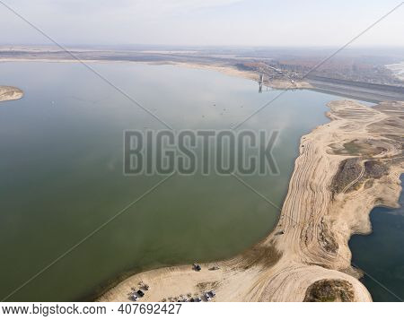 Aerial View Of Pyasachnik (sandstone) Reservoir, Sredna Gora Mountain, Plovdiv Region, Bulgaria