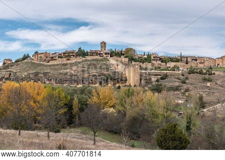 View Of The Medieval Town Of Pedraza And Its Castle In The Province Of Segovia (spain)