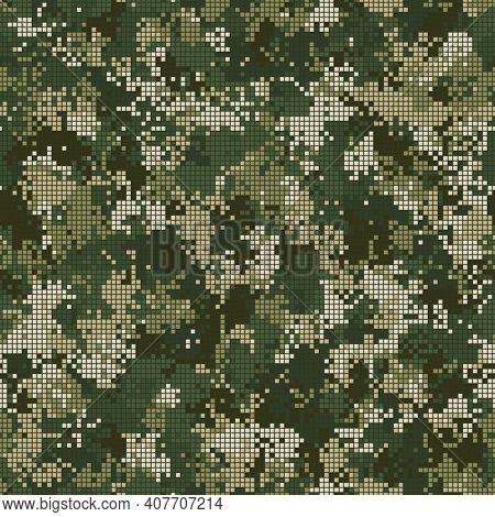 Texture Military Camouflage Seamless Pattern. Abstract Army Vector Illustration