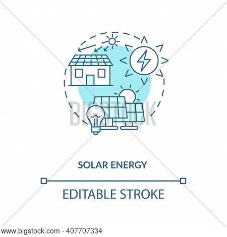 Transform Sunlight In Electricity Concept Icon. Solar Energy Idea Thin Line Illustration. Electrical
