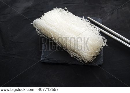 Japanese Healthy Food Ingredient Shirataki Noodles.
Bean Noodles Isolated On White. Gluten Free Food
