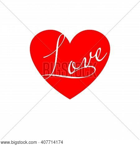 Love Heart. Red Heart Design One A White Background