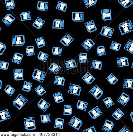 Line Doc File Document. Download Doc Button Icon Isolated Seamless Pattern On Black Background. Doc 