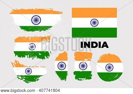 India Flag T Shirt Vector Design Illustration, Indian Flag Colors Brush Strokes.