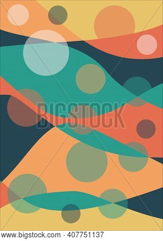 Bedsheet Design Overlapping Waves In Warm Colors Red, Red, Orange, Supplemented With Green And Blue,