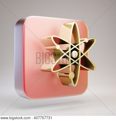 Neo Cryptocurrency Icon. Gold 3d Rendered Neo Symbol On Red Matte Gold Plate.