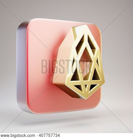 Neo Cryptocurrency Icon. Gold 3d Rendered Neo Symbol On Red Matte Gold Plate.