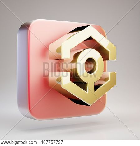 Neo Cryptocurrency Icon. Gold 3d Rendered Neo Symbol On Red Matte Gold Plate.