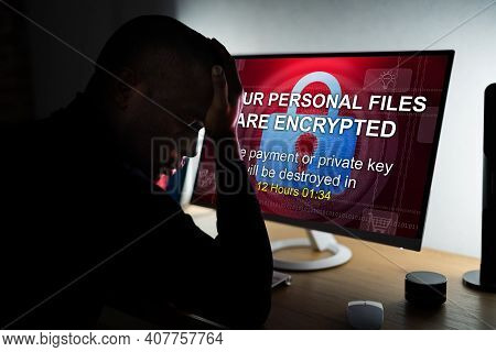 Ransomware Malware Cyber Attack On Business Computer