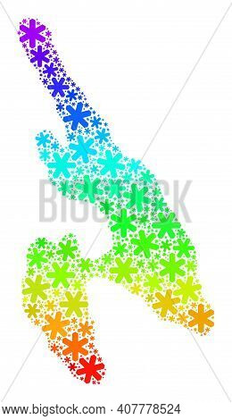Rainbow Gradient Mosaic Of Koh Phi Don Map Constructed For Winter Holidays. Koh Phi Don Map Mosaic I