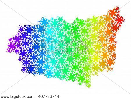 Bright Gradient Mosaic Of Leon Province Map Combined For Winter Ads. Leon Province Map Mosaic Is Des