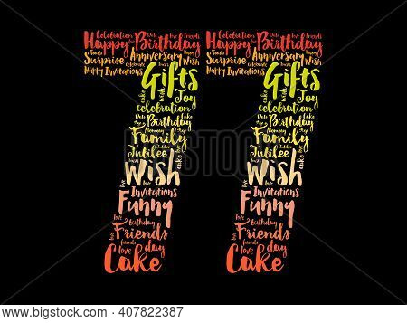 Happy 77th Birthday Word Cloud, Holiday Concept Background