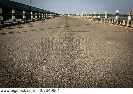 View Of Palar Ecr Bridge Across Palar River In Tamil Nadu, India. Old Abandoned Bridge Across Palar 