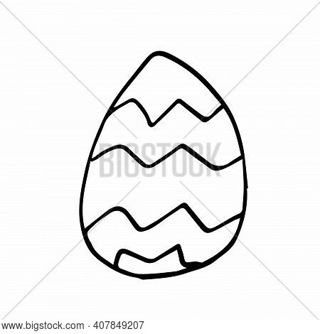 Vector Easter Egg Doodle On White Background Isolated. Egg With A Pattern