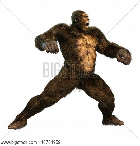 3D Rendering Sasquatch On White