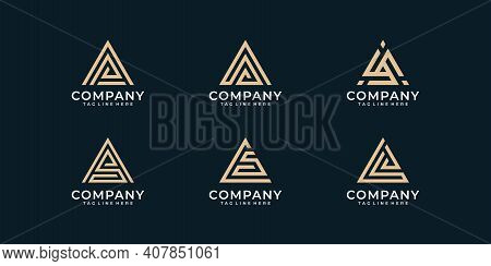 Set Of Letter A Creative Business Company Logo Design Template. Logo Can Be Used For Icon, Brand, Id