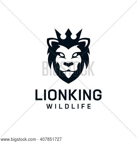 Vintage Lion King Animal Logo Design Inspiration Template. Logo Can Be Used For Icon, E-sport, Wild,