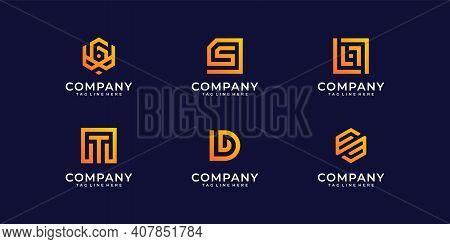 Collection Of Abstract Monogram Gradient Logo Design Set Inspiration. Logo Can Be Used For Icon, Bra