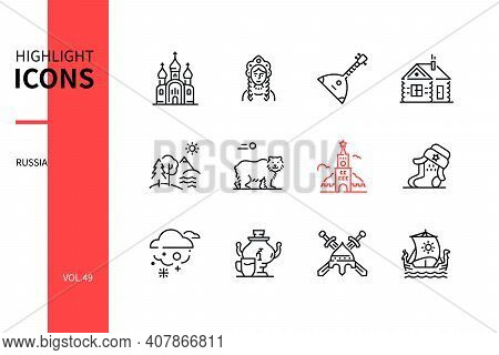 Russia - Modern Line Design Style Icons Set