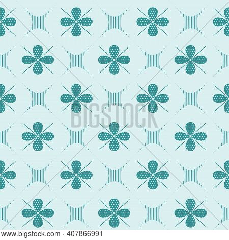 Modern Geometric Teal Blue Shape Seamless Pattern