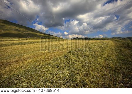 Norcia (pg), Italy - May 25, 2015: The Fields Around Castelluccio Di Norcia, Highland Of Castellucci