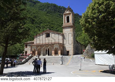 Sibillini National Park (marche), Italy - May 25, 2015: The Gola Di Ambro Sanctuary  Where The Virgi