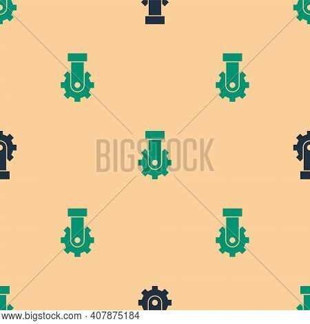 Green And Black Derailleur Bicycle Rear Speed Folding Icon Isolated Seamless Pattern On Beige Backgr