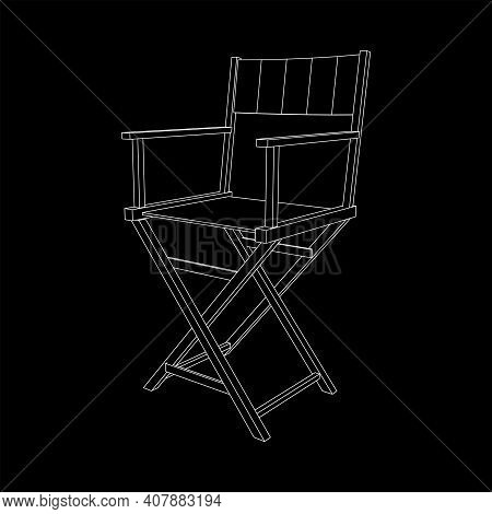 Director Movie Workplace Chair. Wireframe Low Poly Mesh Vector Illustration