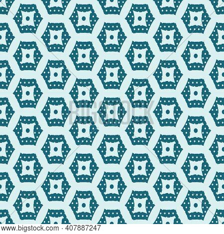 Blue Dot Geometric Polygon Shape Seamless Pattern