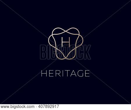 Premium Linear Gradient Monogram Letter H Logotype. Elegant Vector Crest Stamp Icon Logo. Luxury Alp