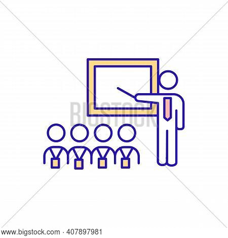 Training To Beginning Work Rgb Color Icon. Meeting Level Of Achievement. Process Of Learning Skills 