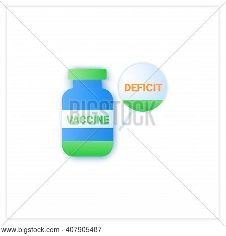 Vaccine Limit Flat Icon. Empty Vaccine Bottle, Deficiency. Cure Search, Vaccine Development. Stop Co