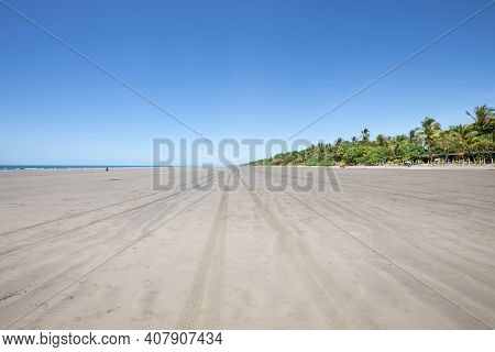 Panama Armuelles The Great Beach On The Pacific Ocean In A Sunny Day