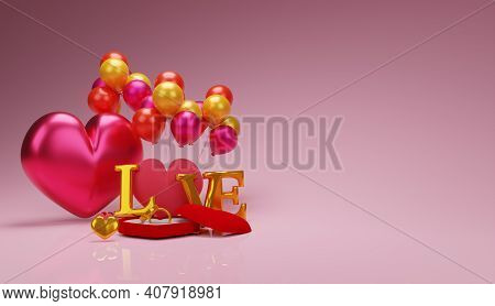 3d  Hearts Isolated On White Background Close-up. A Symbol Of Love And All Lovers. Traditional Sign 