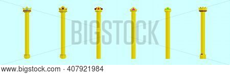 Set Of Sceptre Cartoon Icon Design Template With Various Models. Modern Vector Illustration Isolated