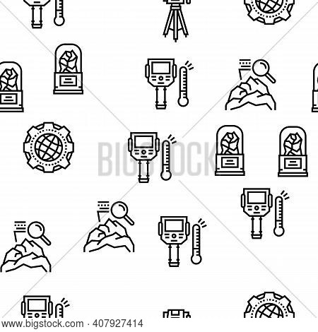 Geology Researching Vector Seamless Pattern Thin Line Illustration